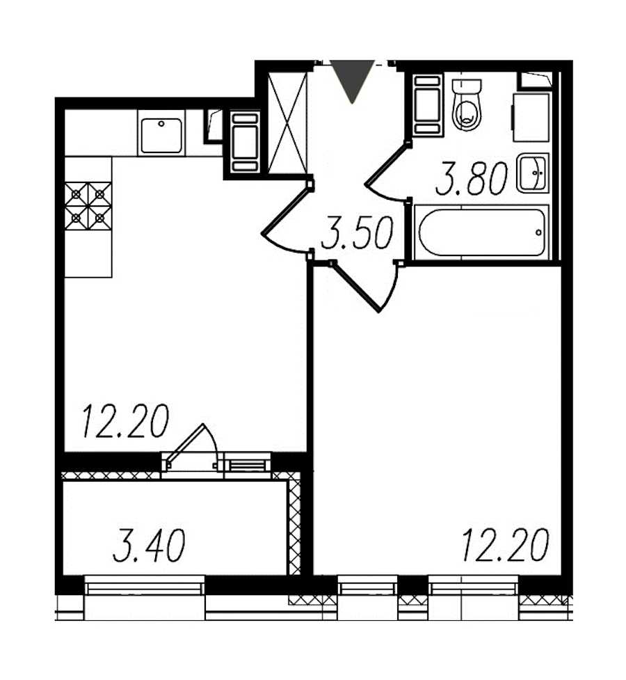 Однокомнатная квартира в : площадь 31.7 м2 , этаж: 9 – купить в Санкт-Петербурге